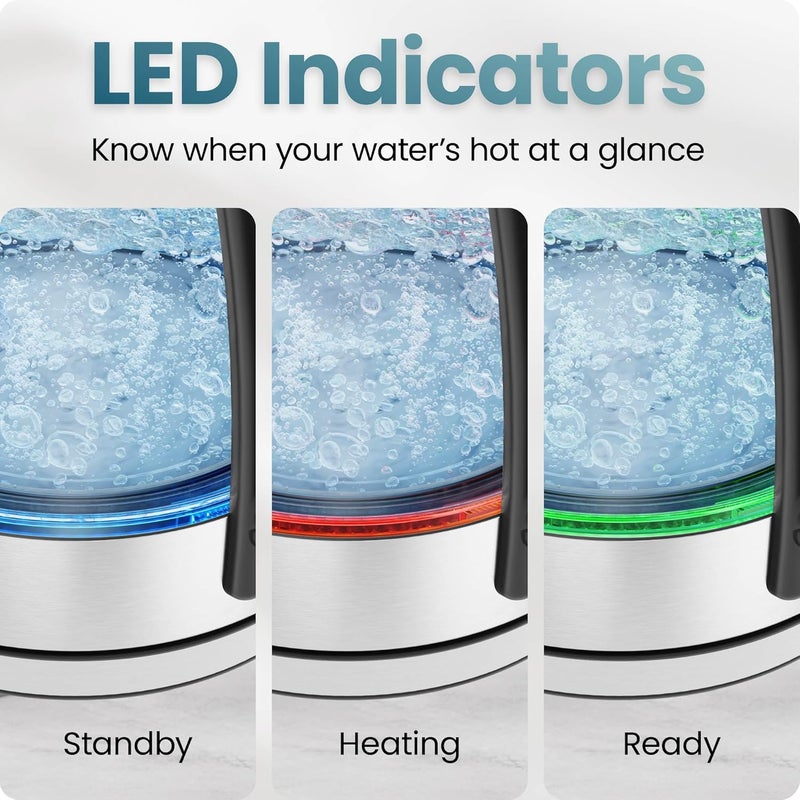 Chefman Lightning High-Powered Electric Kettle, 1.8L 1750W, Rapid Boil 2 Cups in 2 Minutes, BPA Free Cordless Tea Kettle with Digital Temperature Control and 1-Hour Keep Hot – Stainless Steel - Image 5